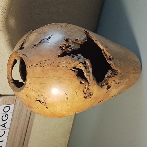 Wooden Flower Vase Hand Carved Turned Wood Decor One-of-a-kind #eshopchicago - Picture 5 of 10